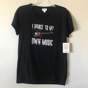 NEW NWOT Lu La Roe I Dance To My Own Music Tee Shirt. Unisex. Black. Medium.